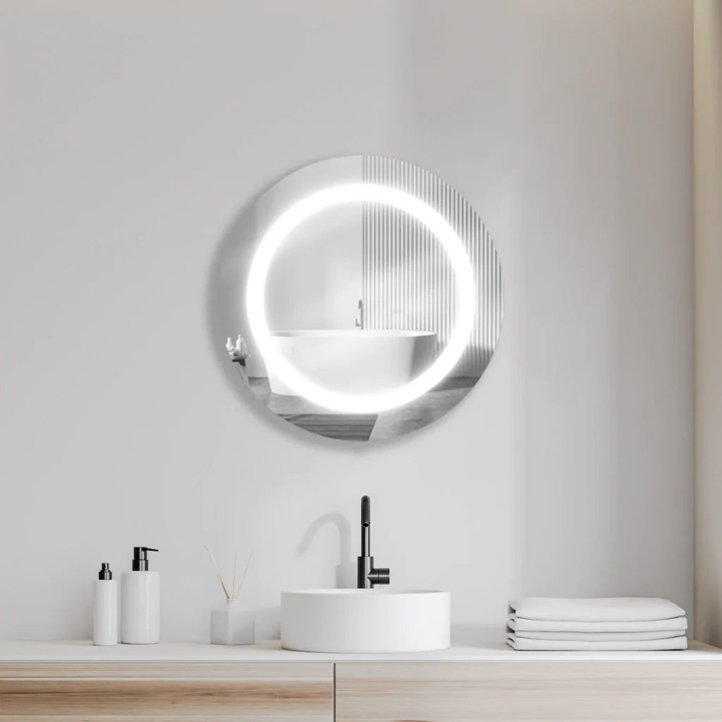 Miroir rond givré avec éclairage LED Center Kasa