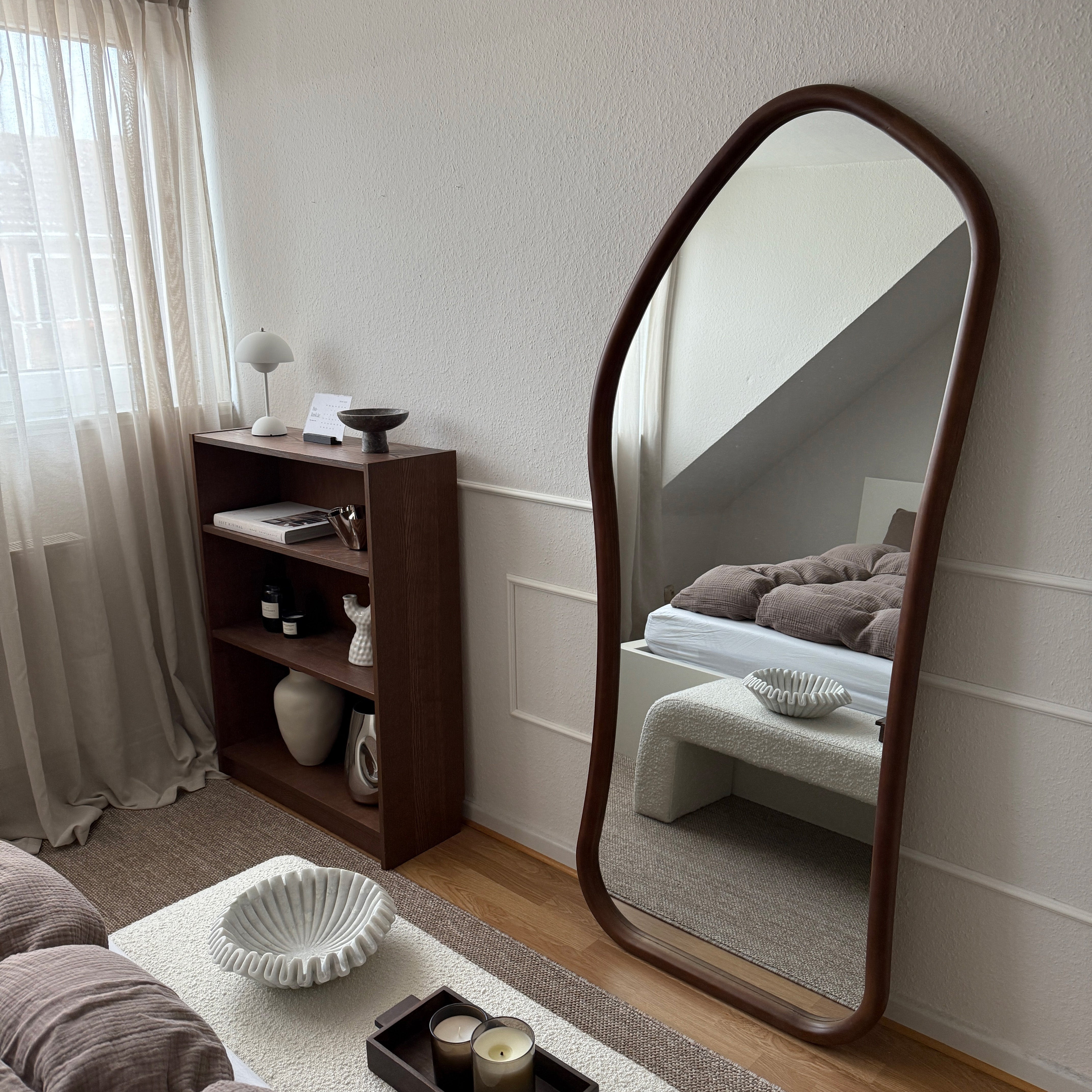 Aaliyah - Miroir Irrégulier Pleine Longueur en Bois Foncé, 180 x 80 cm Center Kasa