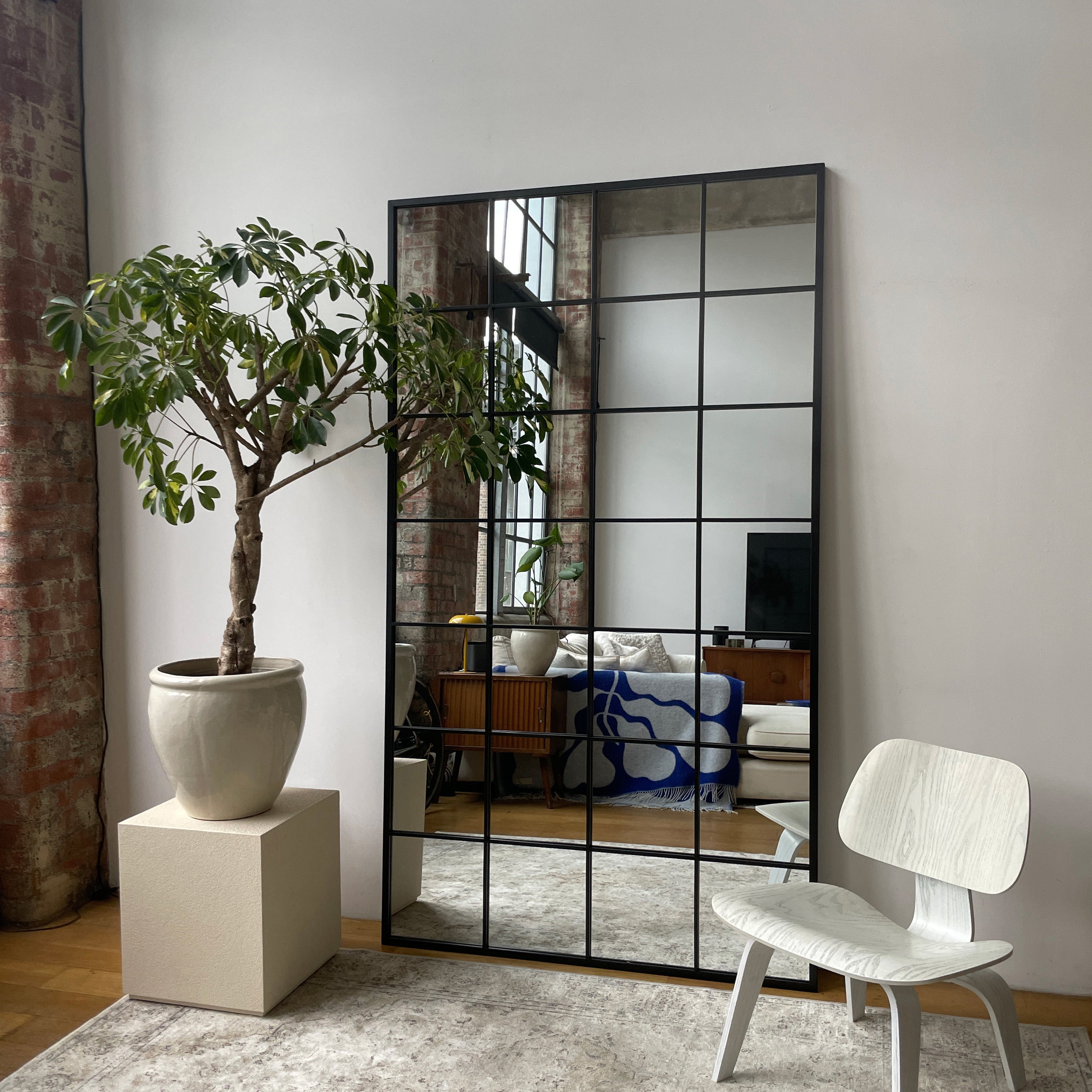 Miroir Brooklyn Noir Pleine Longueur en Métal - Design Verrière Industrielle - 210 cm x 120 cm Center Kasa