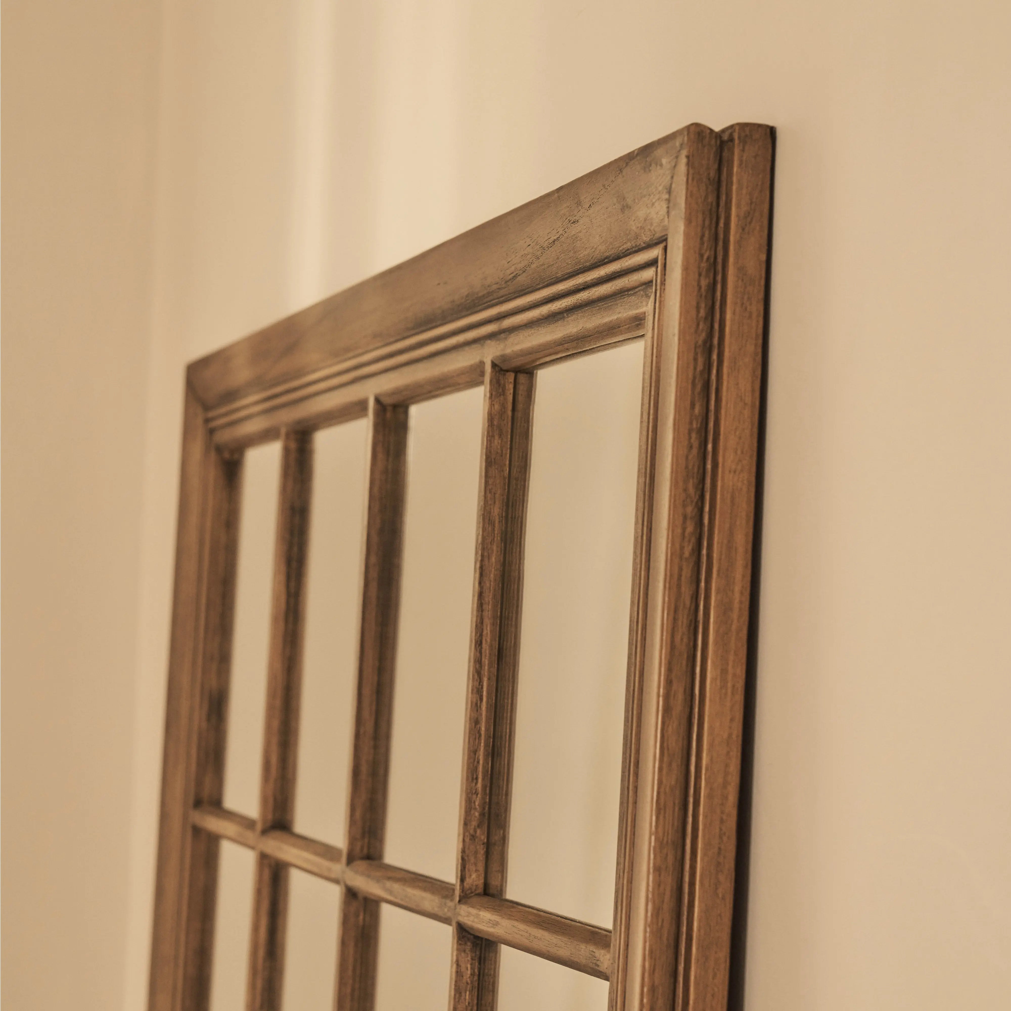 Sasha - Miroir de Fenêtre Pleine Longueur en Bois Foncé Style Shabby Chic, 180 cm x 100 cm Center Kasa