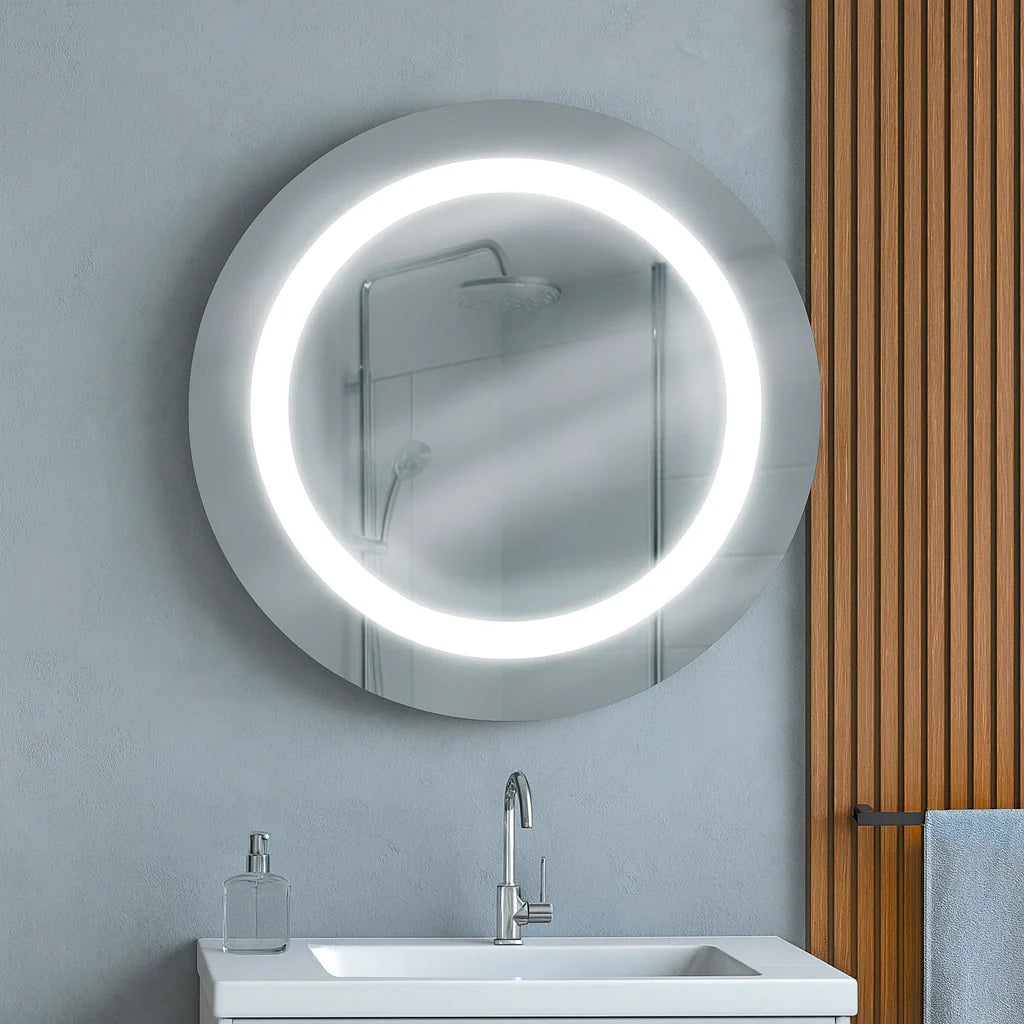 Miroir rond givré avec éclairage LED