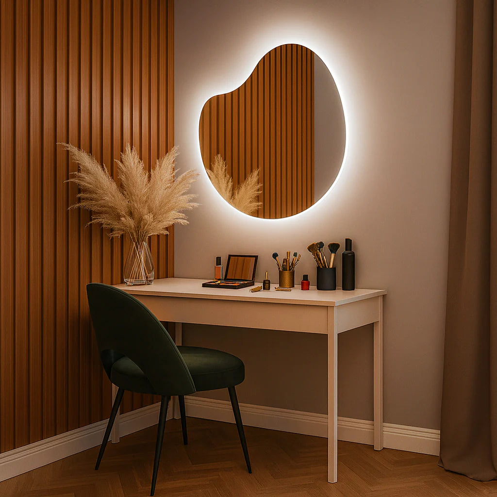 Miroir fin bio en forme de pomme avec éclairage LED, 60 x 60 cm