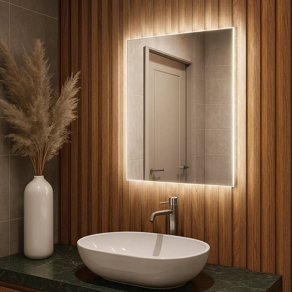 Miroir rectangulaire étroit avec LED