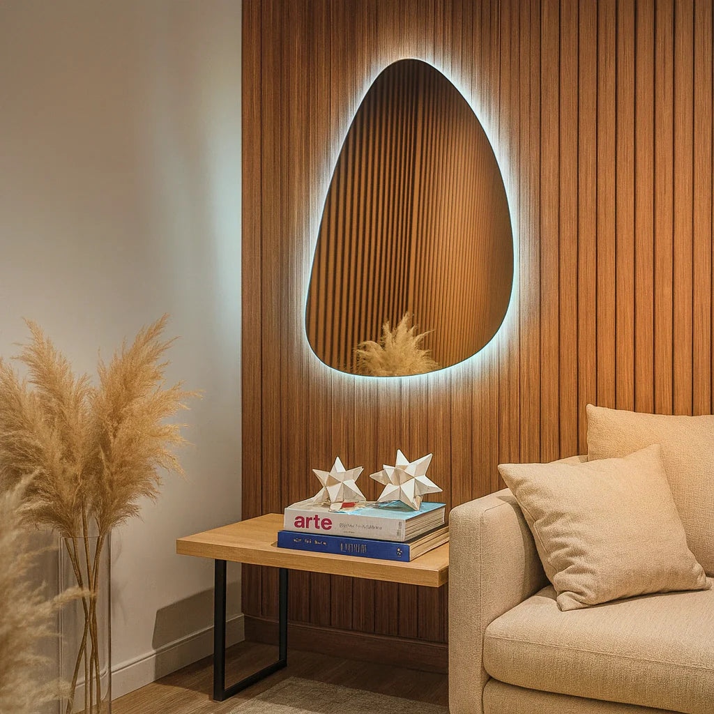 Miroir organique fin avec LED Center Kasa