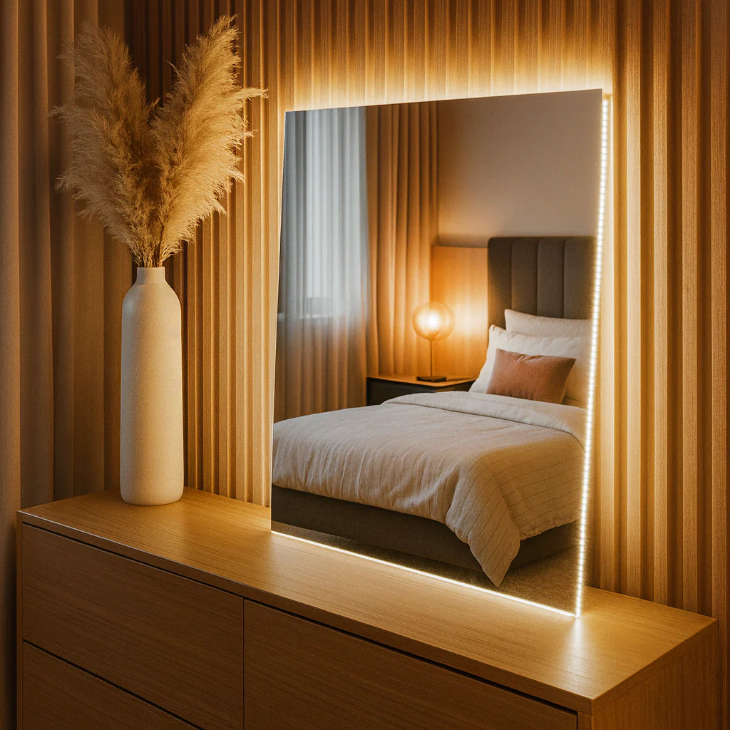 Miroir carré étroit avec LED