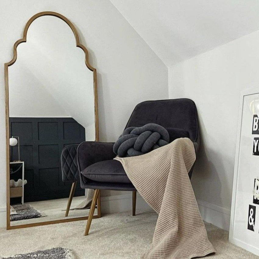 Alger - Grand Miroir Arqué en Métal Doré de Plein Pied 150 cm x 60 cm Center Kasa