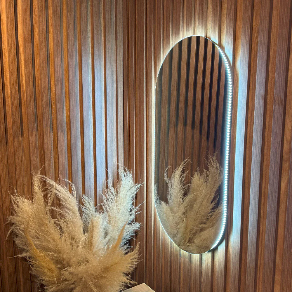 Miroir rond étroit avec LED