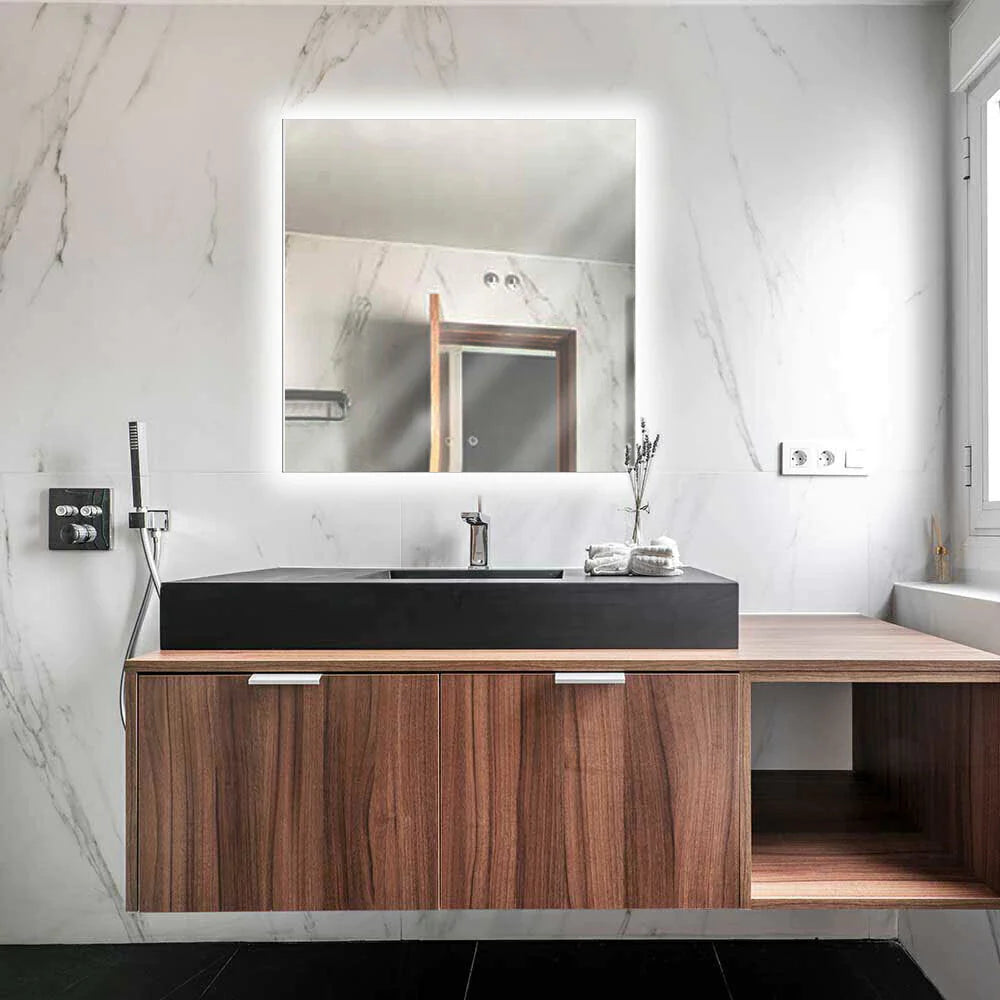 Miroir carré étroit avec LED