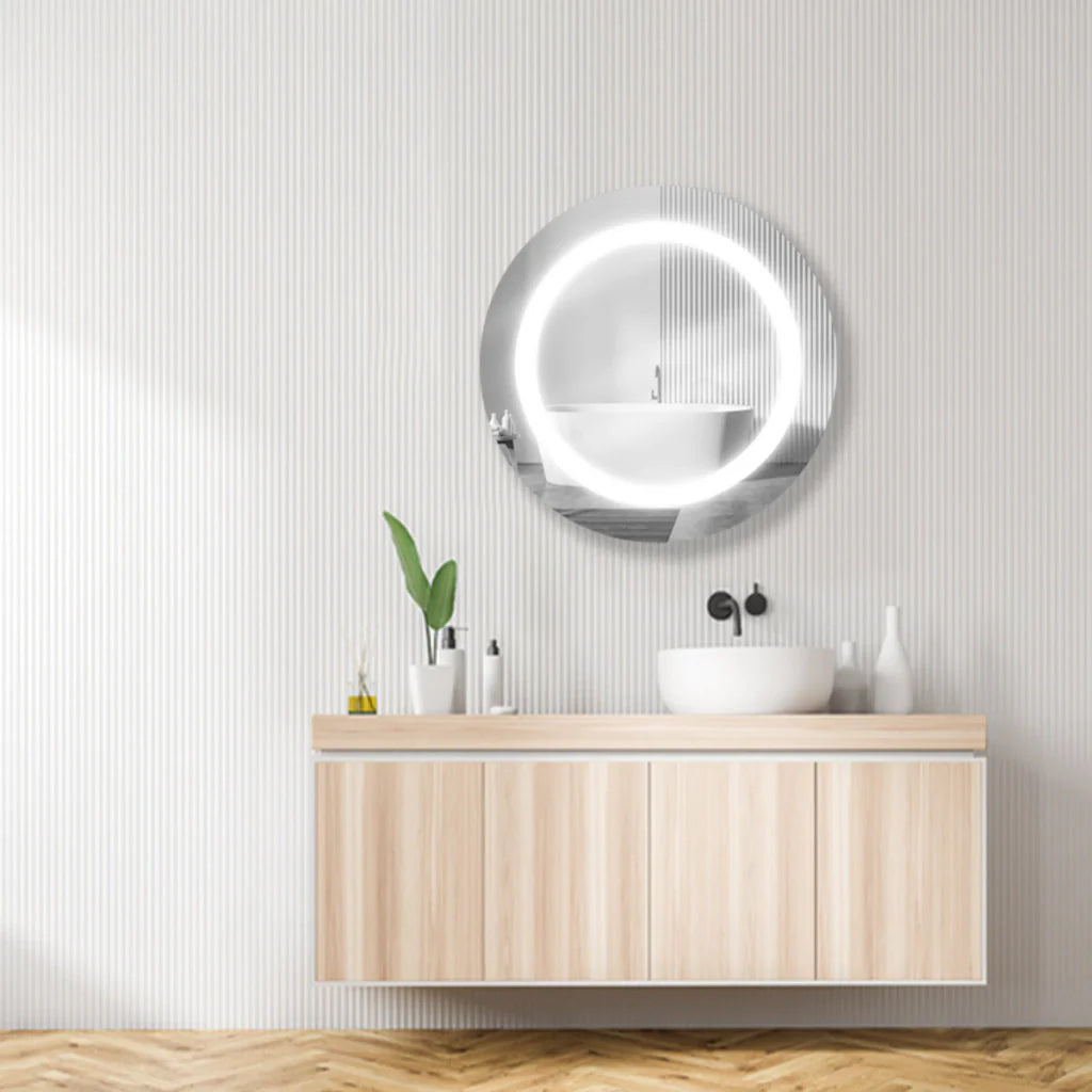 Miroir rond givré avec éclairage LED