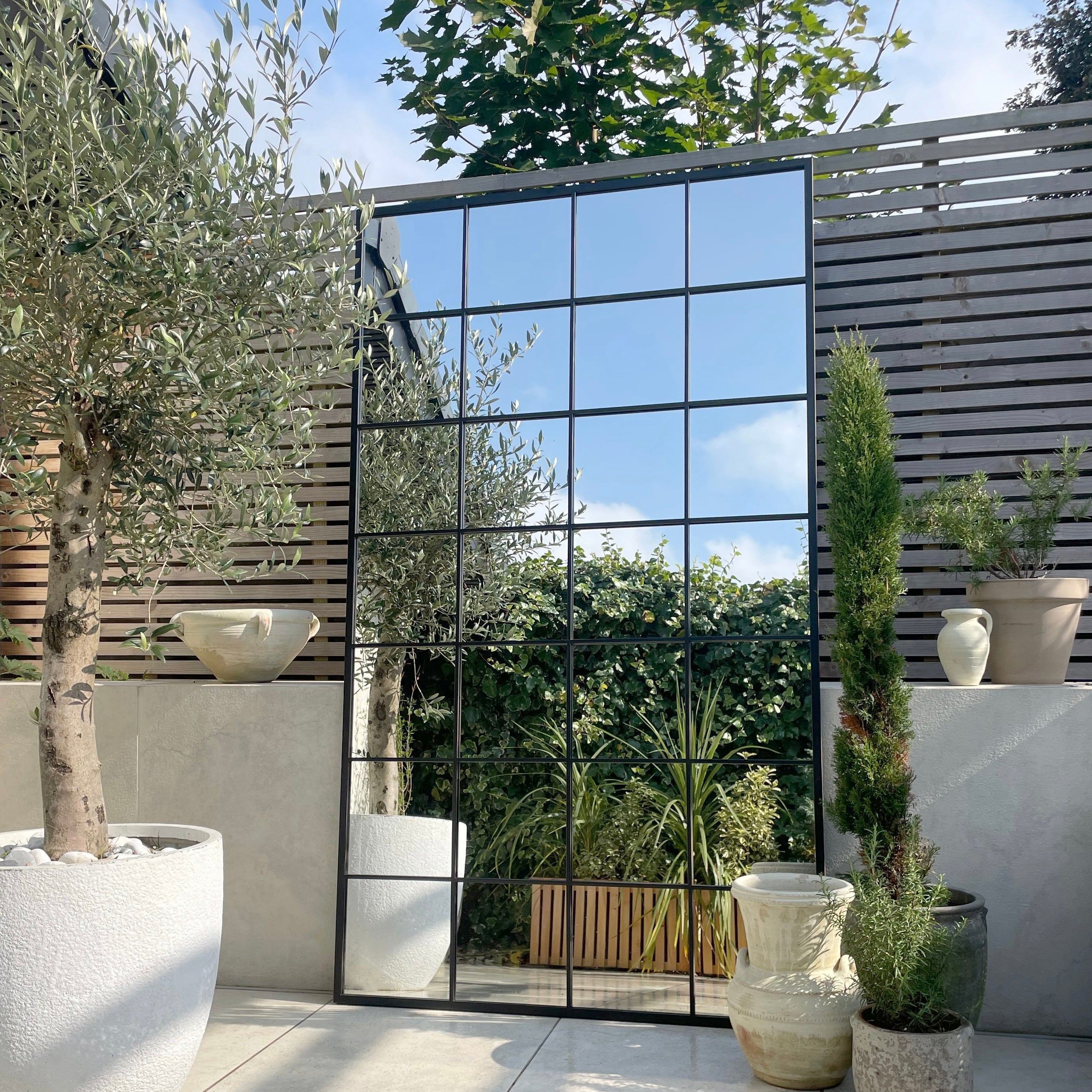 Miroir Brooklyn Noir Pleine Longueur en Métal - Design Verrière Industrielle - 210 cm x 120 cm Center Kasa