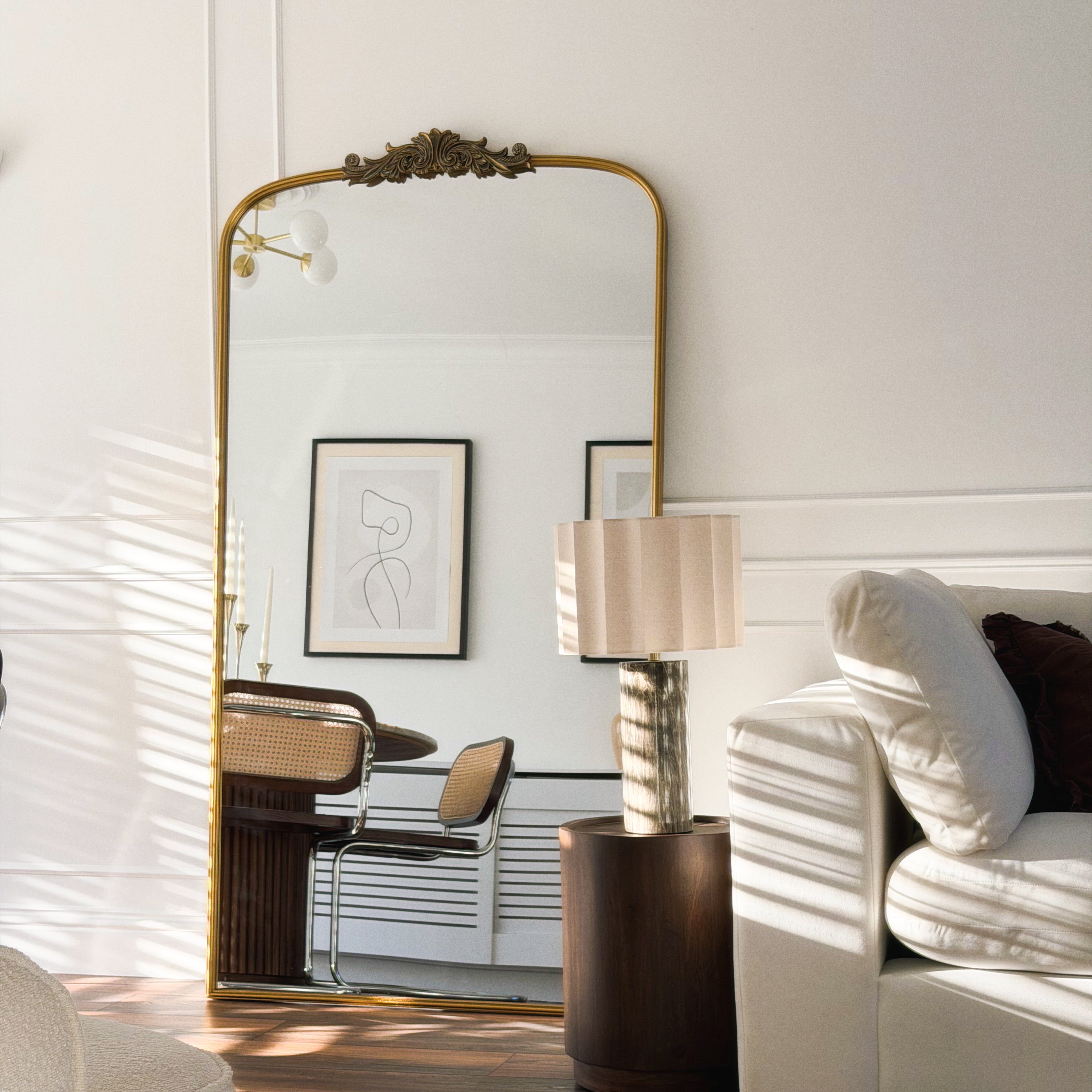 Amelia - Miroir Arqué Pleine Longueur en Métal Doré - 186 cm x 100 cm Center Kasa