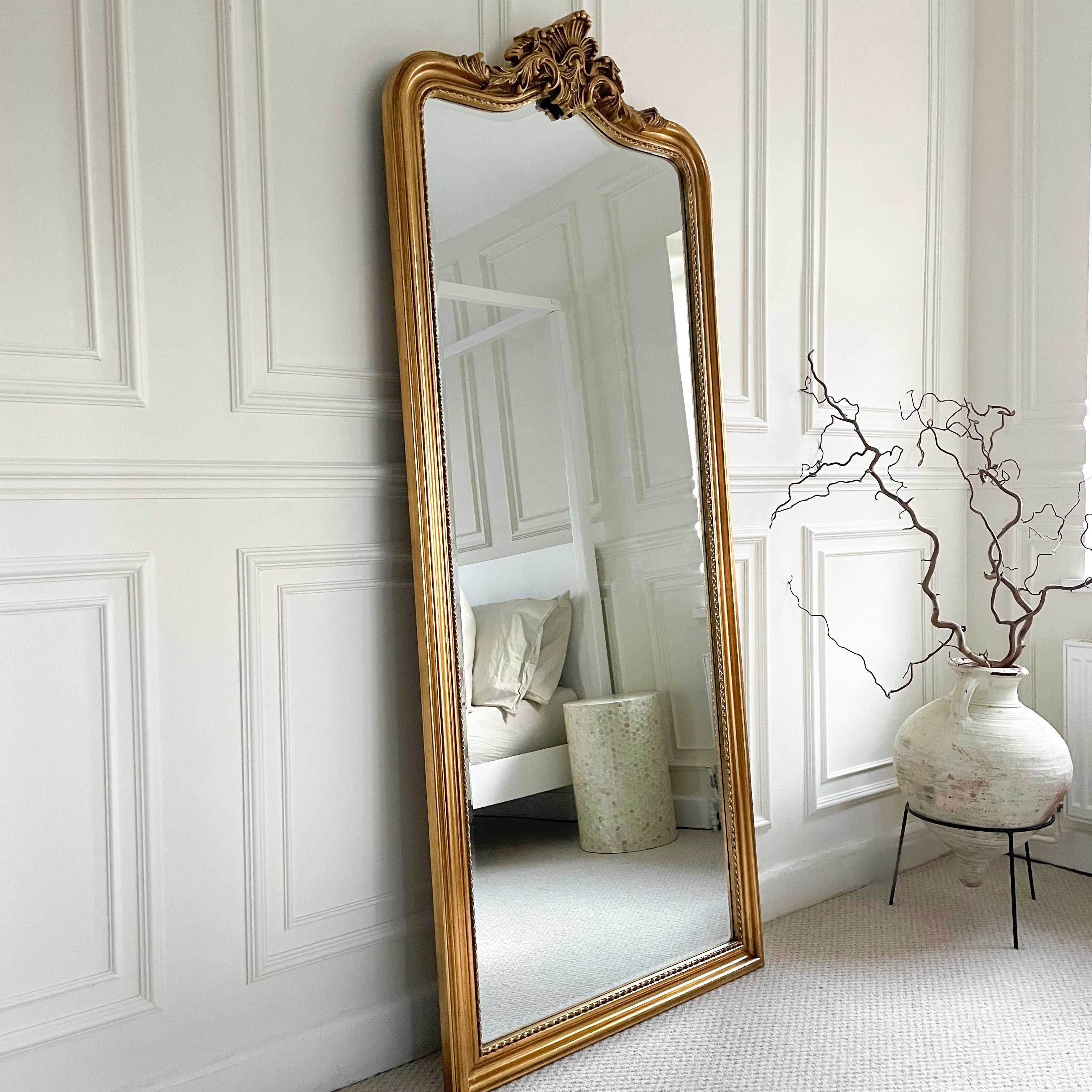 James - Miroir Arqué Doré de Pleine Longueur Style Baroque - 189 cm x 80 cm Center Kasa