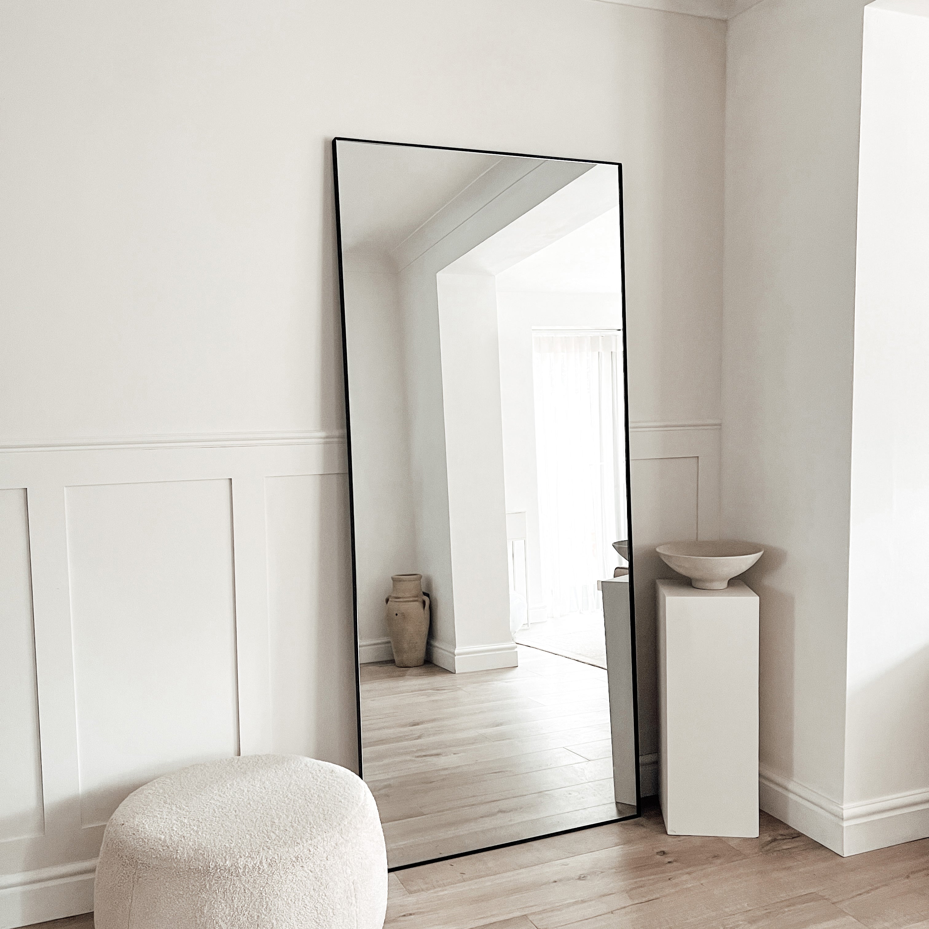 Theo - Miroir Rectangulaire Grand Format en Métal Noir - 179 x 80 cm Center Kasa