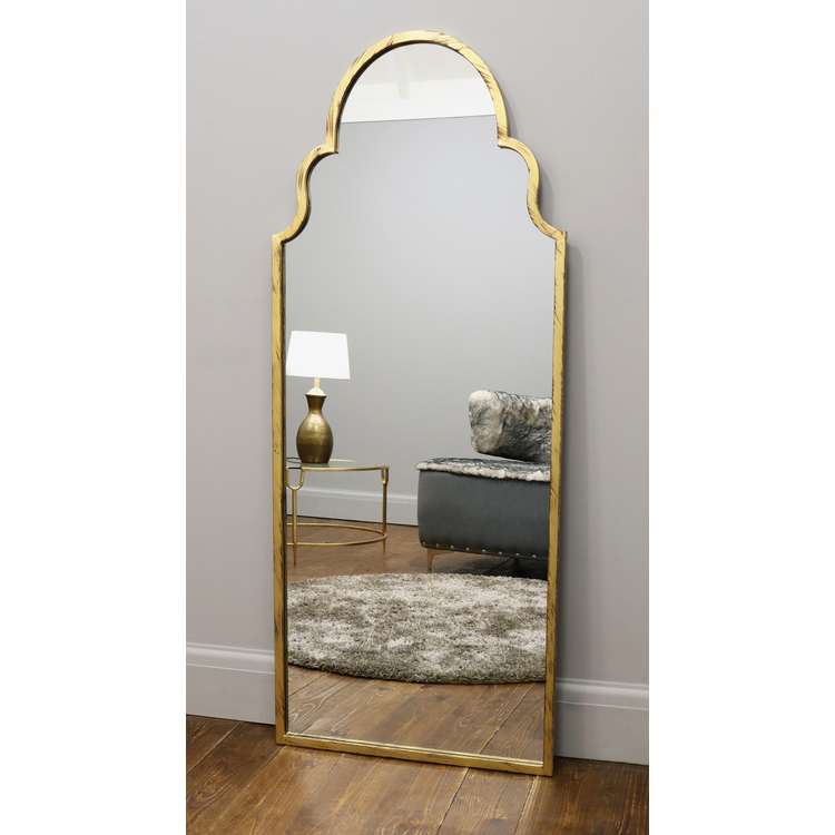 Alger - Grand Miroir Arqué en Métal Doré de Plein Pied 150 cm x 60 cm Center Kasa
