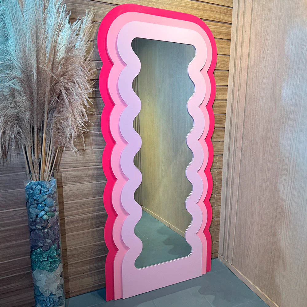 Miroir ondulé rose 180x80cm