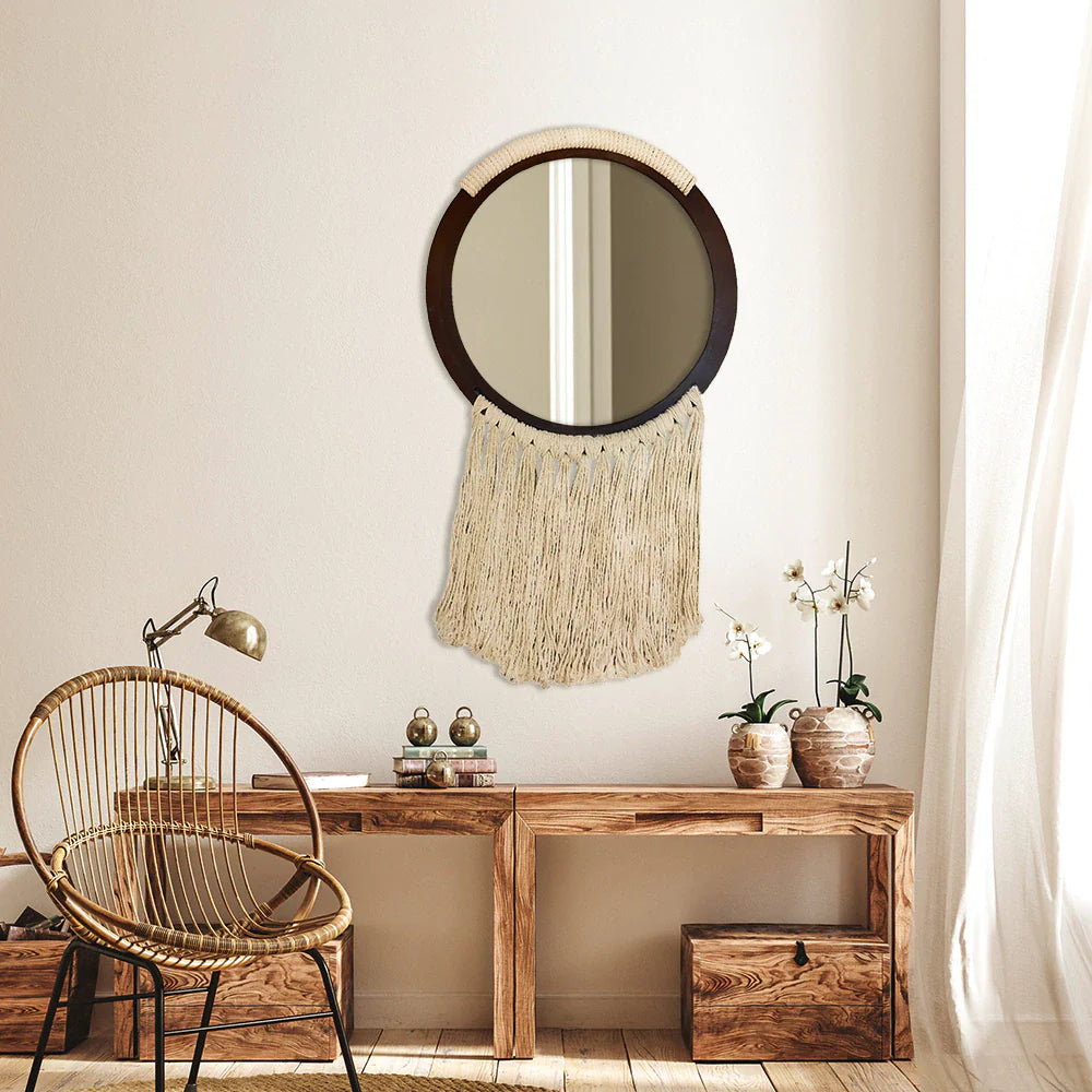 Miroir bohème à franges 40