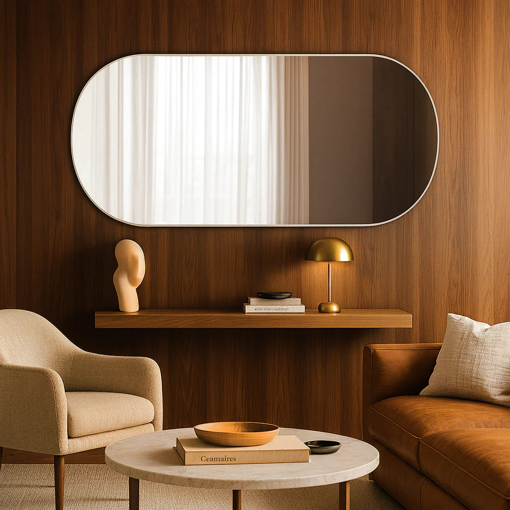 Miroir étroit et arrondi