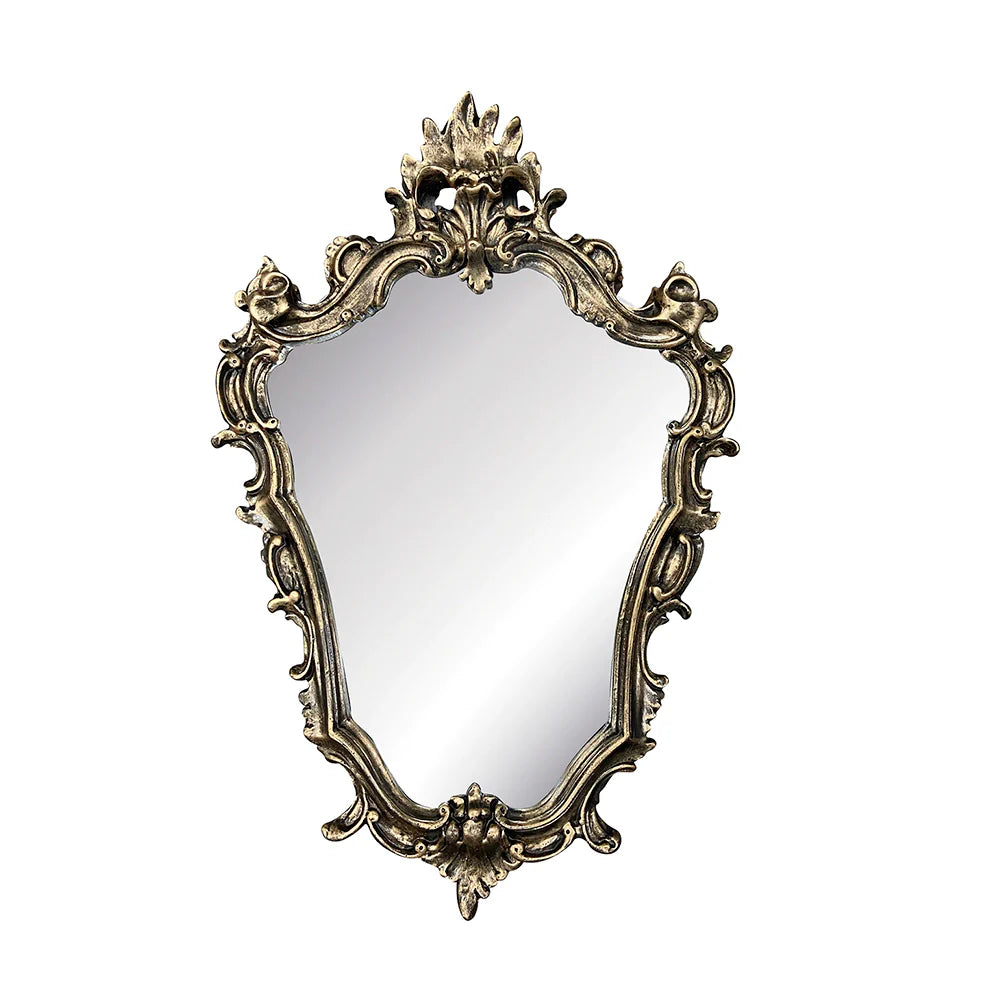 Miroir mural classique doré avec cadre en résine dorée, 40 x 60