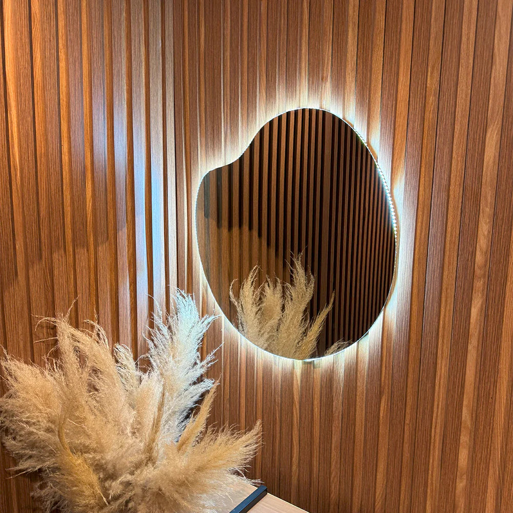 Miroir fin bio en forme de pomme avec éclairage LED, 60 x 60 cm