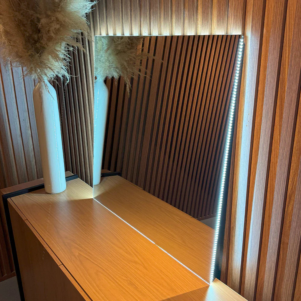 Miroir carré étroit avec LED