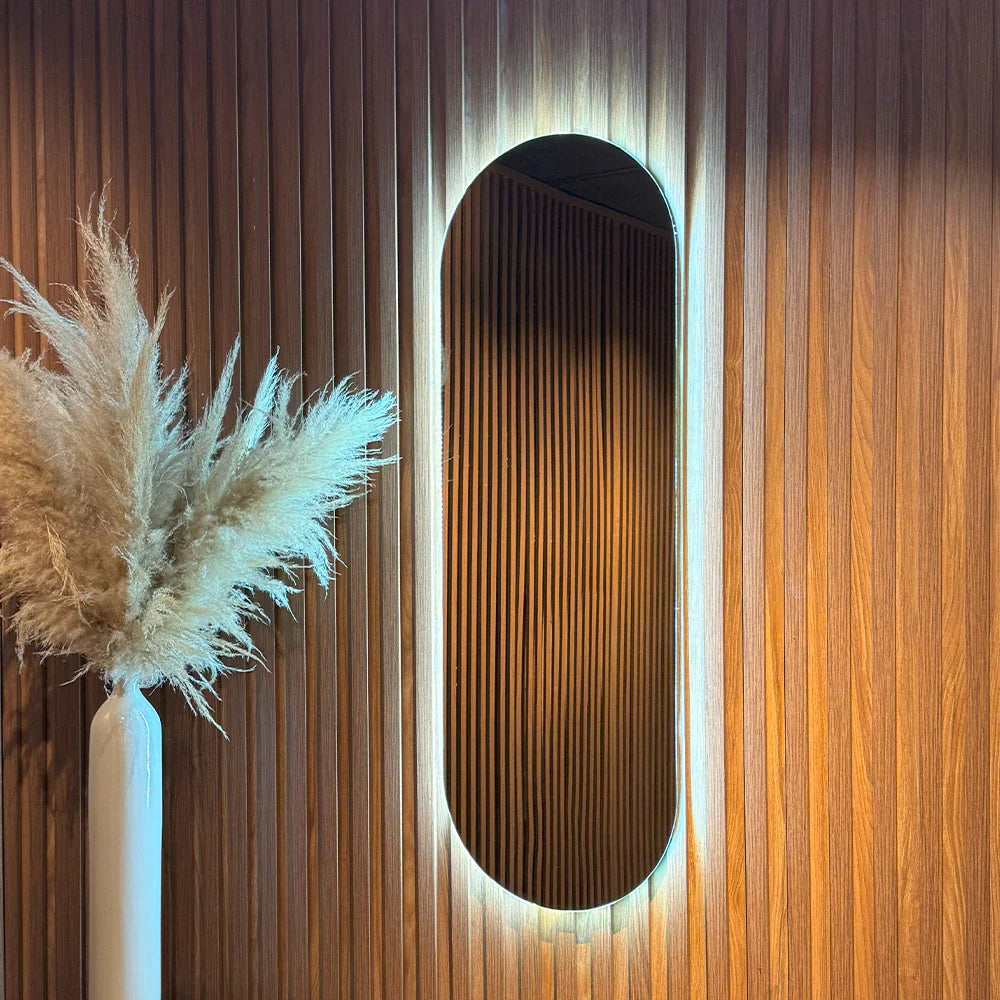 Miroir rond étroit avec LED